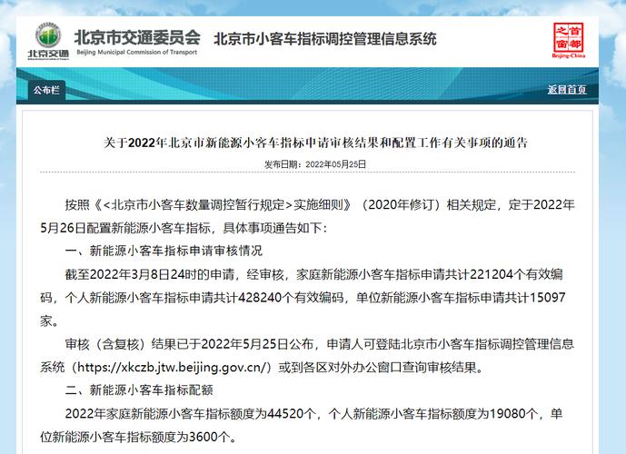 北京新能源每年什么时候放号一年多少指标